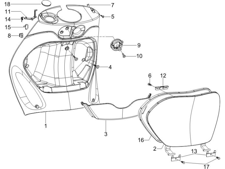 Beenschild Piaggio Zip 2000 4-takt AC