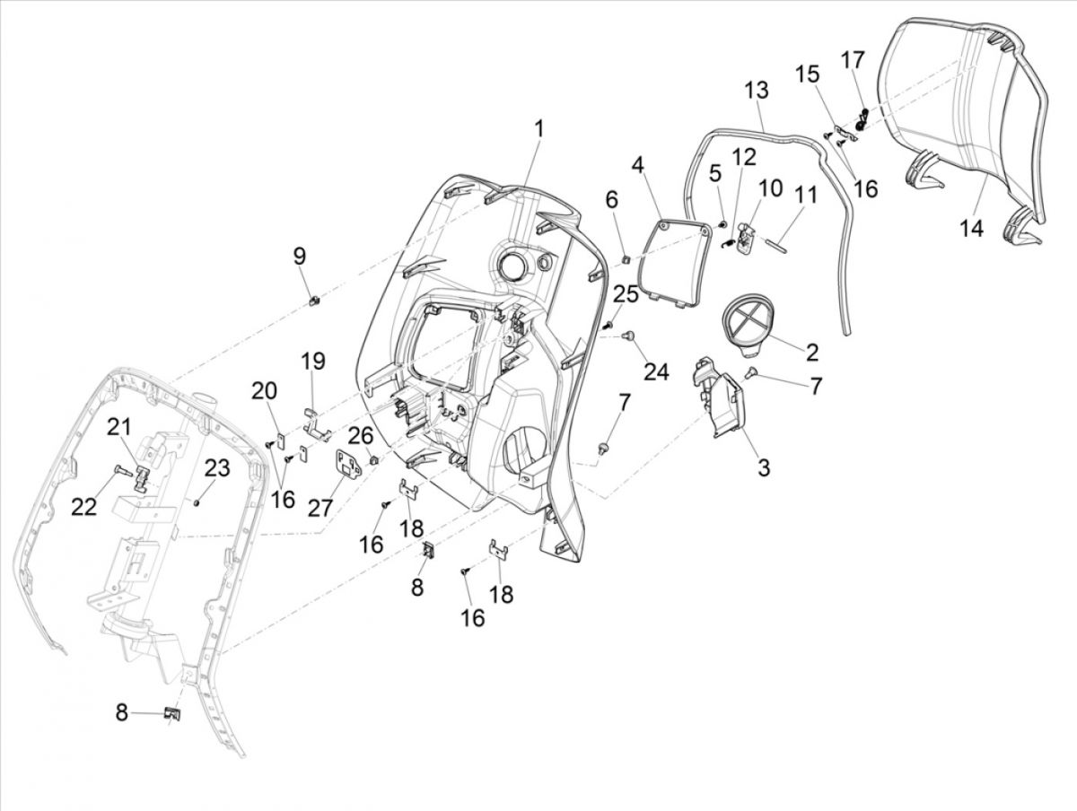 Beenschild Vespa Sprint 125 3V IE ABS Euro 5 2021