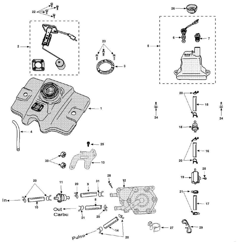 Benzinetank - Tankvlotter - Benzinepomp Peugeot Speedfight 3 50 4-takt AC
