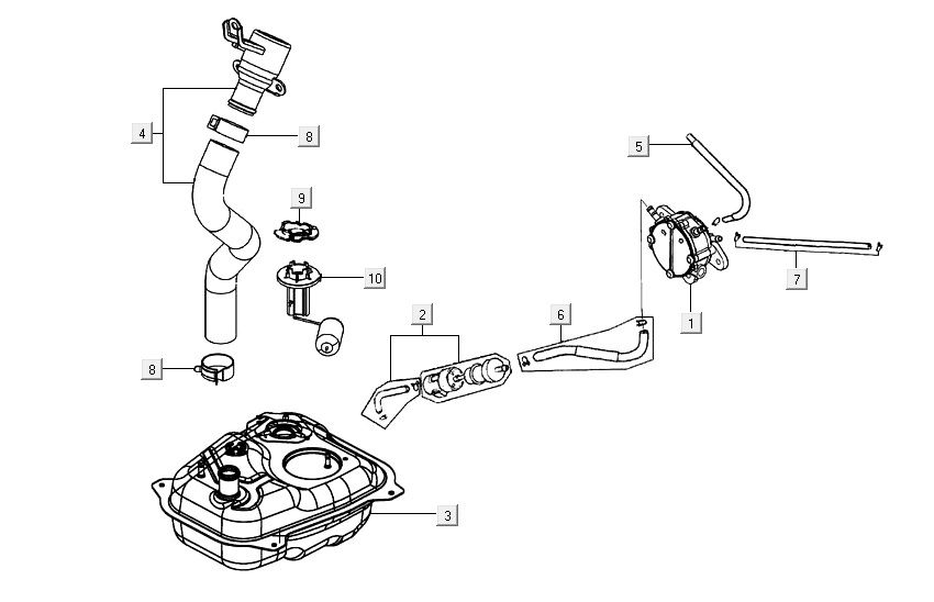 Benzinetank - Tankvlotter - Benzinepomp Agility 16+ 125 Mat Metallic Silver
