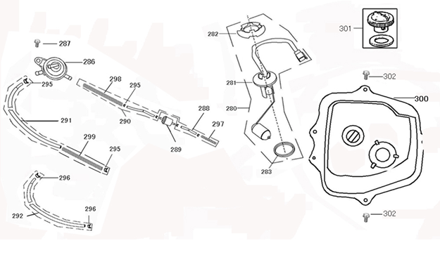 Benzinetank - Tankvlotter - Vacuümkraan AGM VX50S brons