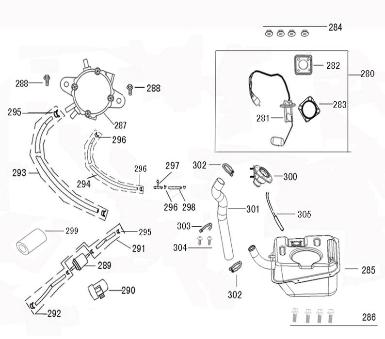 Benzinetank - Tankvlotter - Vacuümkraan Benzhou ZN50QT-36 creme