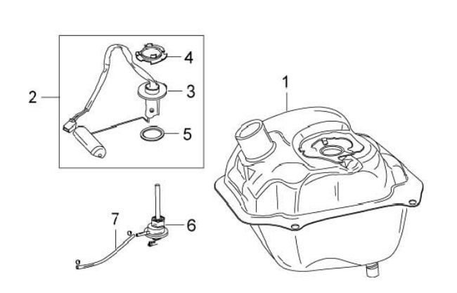 Benzinetank - Tankvlotter - Vacuümkraan Berini Speedy 4-takt