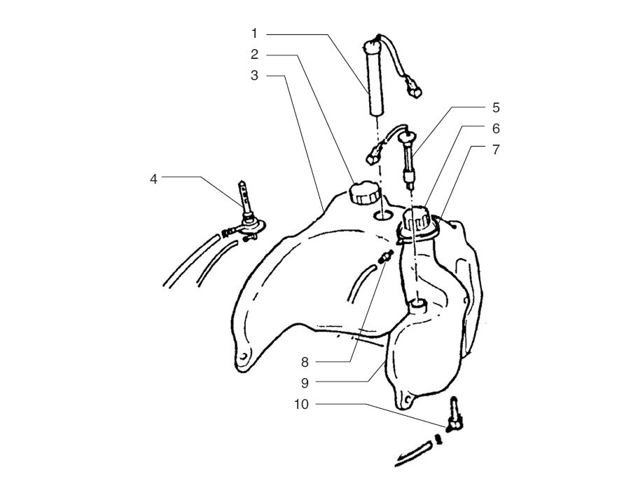 Benzinetank - Tankvlotter - Vacuümkraan Beta Ark-k 50 2-takt LC rood 2005