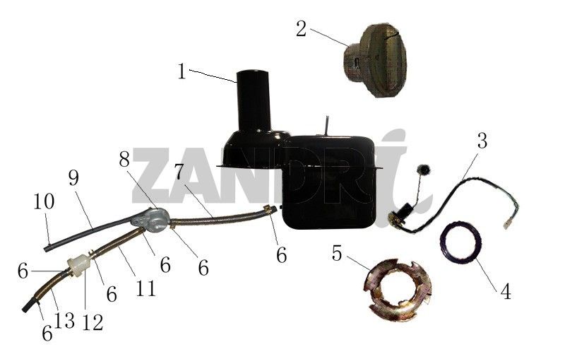 Benzinetank - Tankvlotter - Vacuümkraan BTC Grande Retro GT1 blauw creme metallic