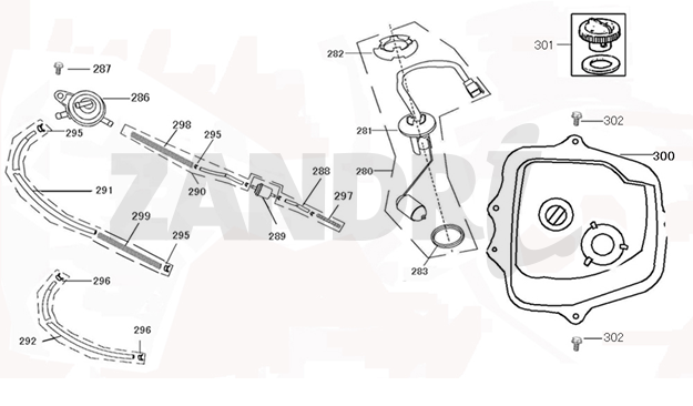Benzinetank - Tankvlotter - Vacuümkraan BTC Riva Sport zwart