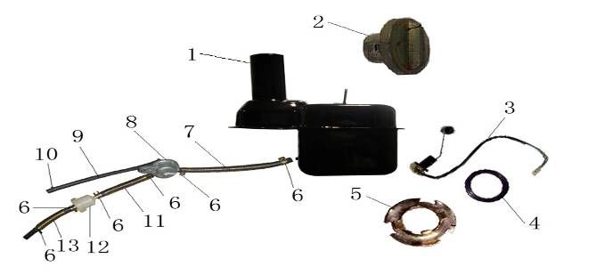 Benzinetank - Tankvlotter - Vacuümkraan China GT blauw