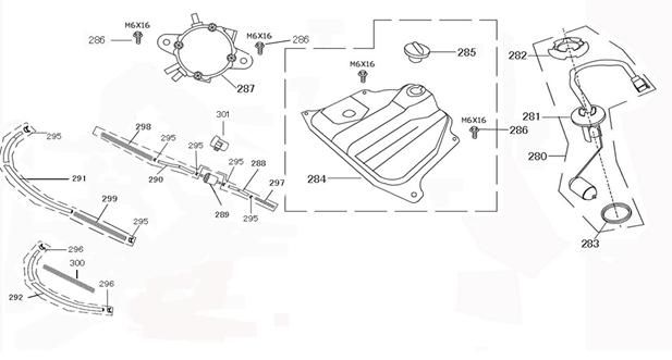 Benzinetank - Tankvlotter - Vacuümkraan China Joy zwart