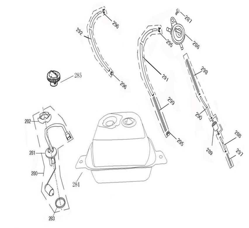 Benzinetank - Tankvlotter - Vacuümkraan China R8 flat mat antraciet