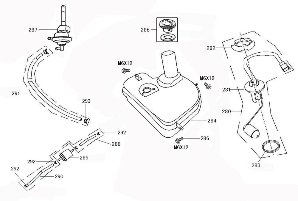 Benzinetank - Tankvlotter - Vacuümkraan China Retro Extra bruin