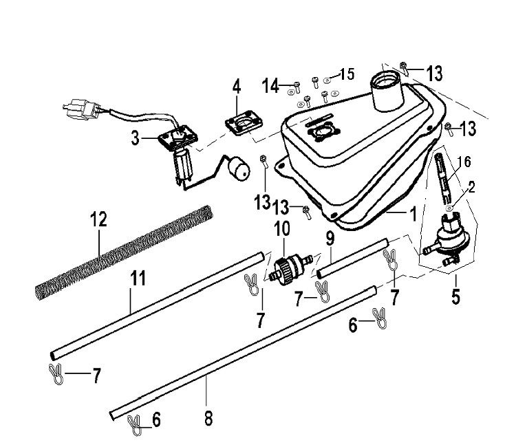 Benzinetank - Tankvlotter - Vacuümkraan Generic Ideo 50 2-takt 2010 zwart