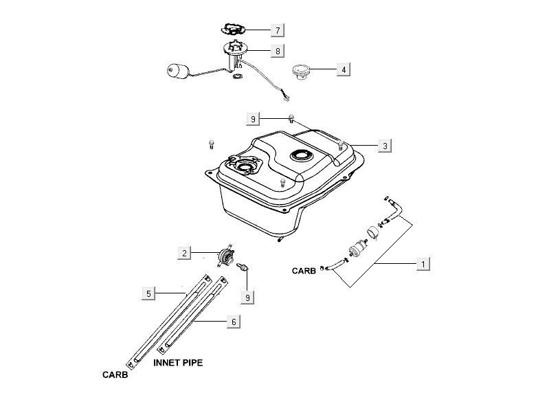 Benzinetank - Tankvlotter - Vacuümkraan Kymco City 16' 4-takt donker grijs