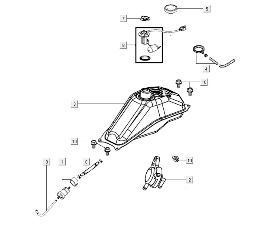 Benzinetank - Tankvlotter - Vacuümkraan Kymco K-Pipe 125