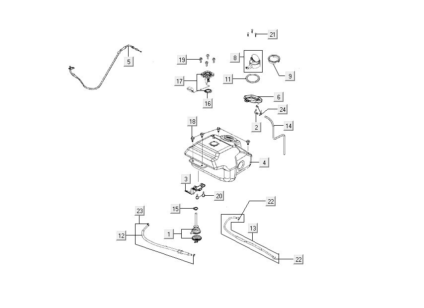 Benzinetank - Tankvlotter - Vacuümkraan Kymco Sento 50 4-takt Zwart Glans