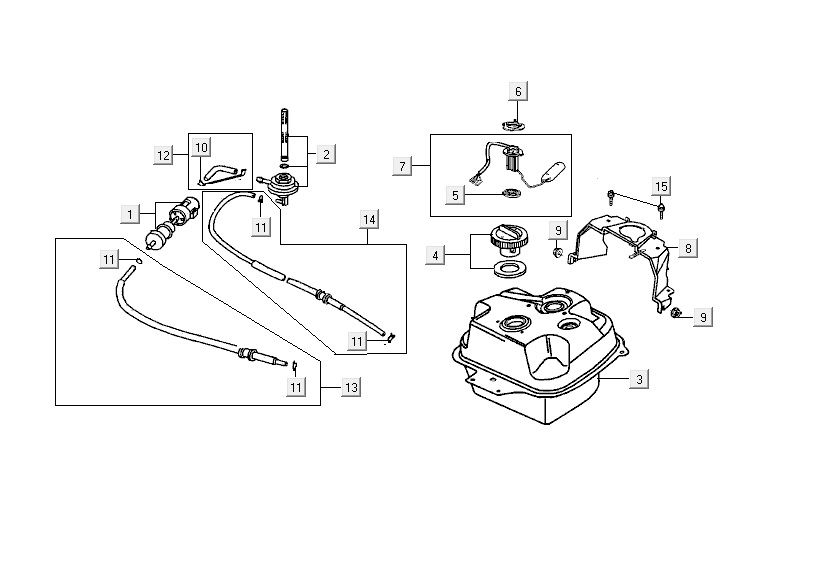 Benzinetank - Tankvlotter - Vacuümkraan Kymco Yup 50 2-takt AC zilver-oranje