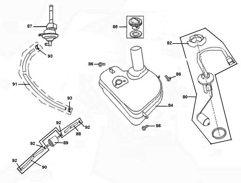 Benzinetank - Tankvlotter - Vacuümkraan Rover Classic 4-takt