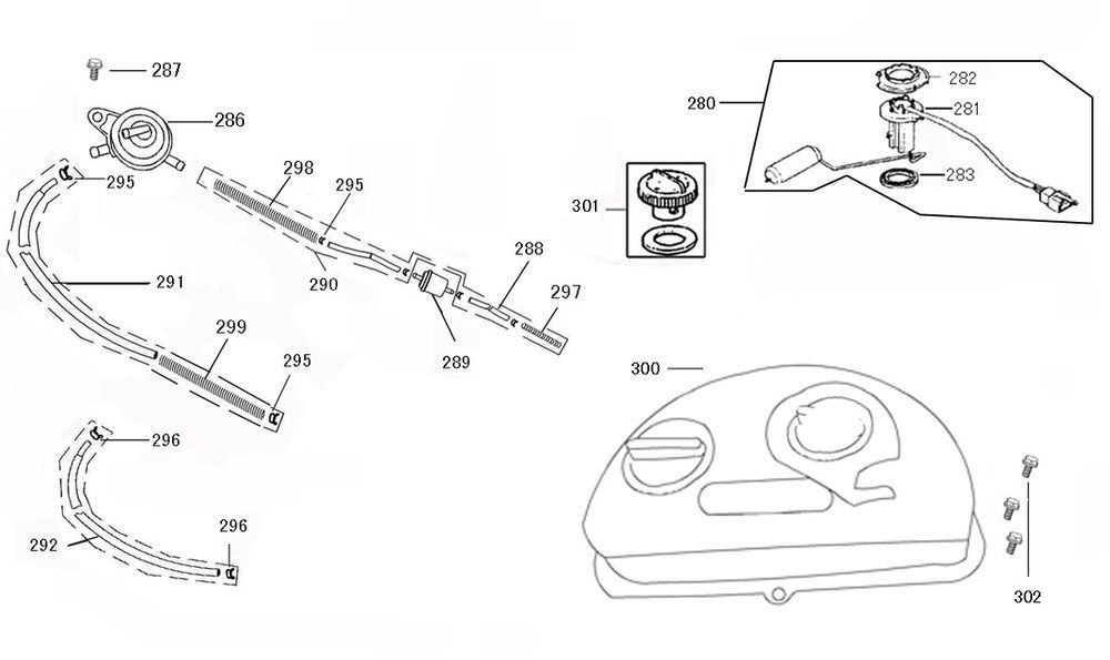 Benzinetank - Tankvlotter - Vacuümkraan Rover Riva II smokey