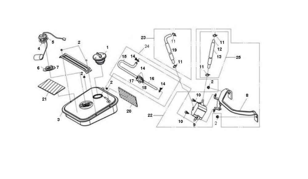 Benzinetank - Tankvlotter - Vacuümkraan Sym Jet Sport-X 2-takt
