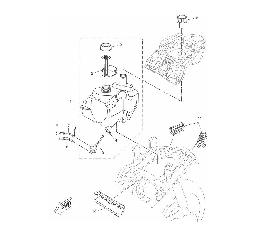 Benzinetank - Tankvlotter - Vacuümkraan Yamaha Aerox 50 2-takt LC 2013