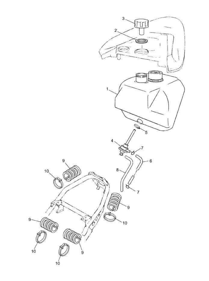 Benzinetank - Tankvlotter - Vacuümkraan Yamaha Jog-R 50 2-takt LC