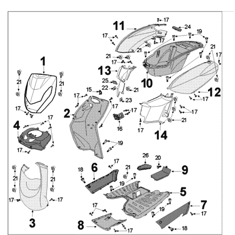 Kappen - Beplating - Helmbak Peugeot Kisbee RS matzwart