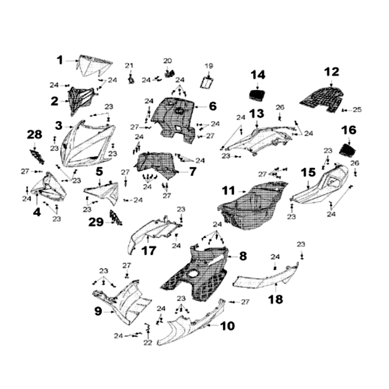 Kappen - Beplating - Helmbak Peugeot Speedfight 3 50 2-takt LC