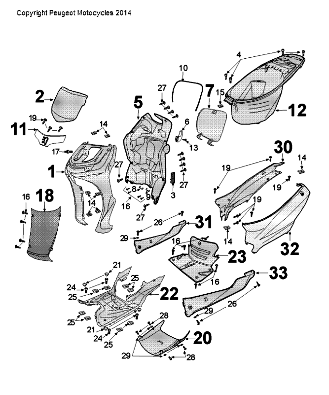 Kappen - Beplating - Helmbak Peugeot Tweet Evo light blue (S4)