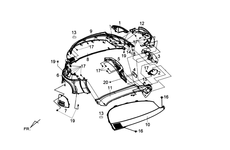 Motorschermen - Zijskirts - Onderspoiler Sym Fiddle III (WH006) white