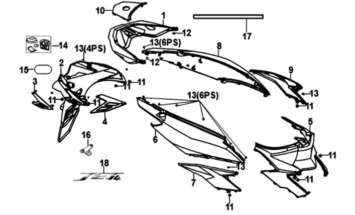 Beplating Sym Jet 14 125I E4 (R-010CA)
