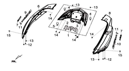 Beplating achterdeel  Sym Joymax 300I ABS E3 2014-2016 Black (BK-231S)
