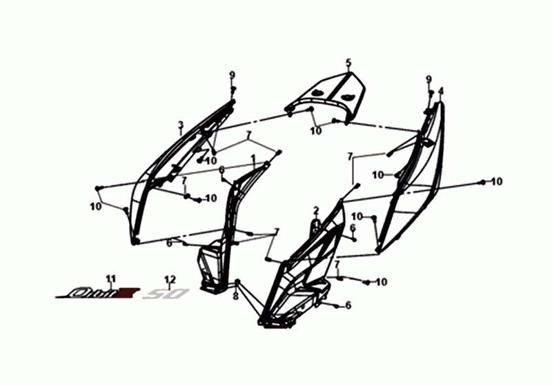 Motorschermen Sym Orbit III Red