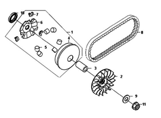 Beweegbare flens / v snaar Sym Symphony ST 200I