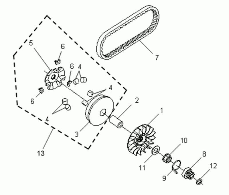 Variateur - V-snaar Sym VS125 Euro 3