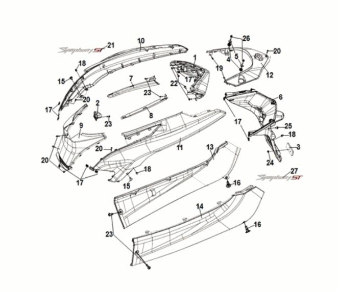 Body cover - tail light Sym Symphony ST 125i LC E5 GREY (GY-010U)