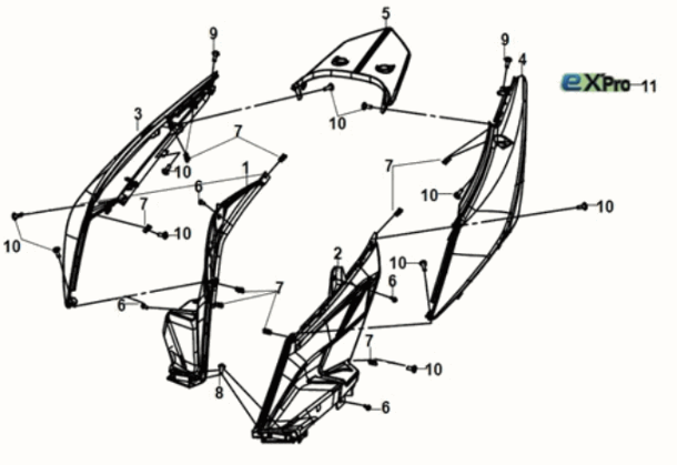 Body cover Sym E-XPRO 45KM/U 2020-2021 White (WH-8018P)