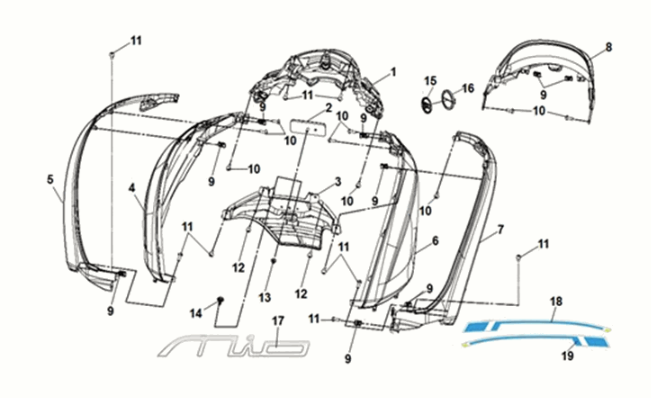 Body cover Sym E-MIO White (WH-8018P/BK-001C)