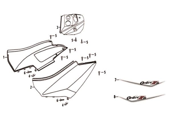 Body cover Sym Orbit II 125i E4 JET BLACK (BK-7C)