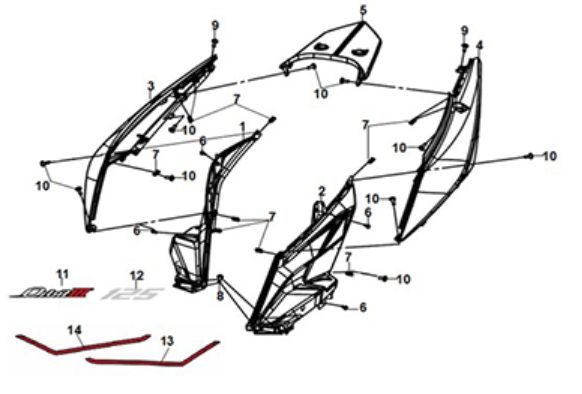 Body Cover Sym Orbit III 125i E5 Black (BK-007U)
