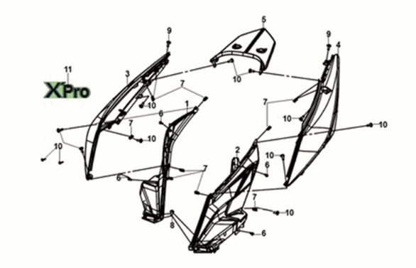 Body cover Sym X-Pro 50 E5 Grey (GY-010U)
