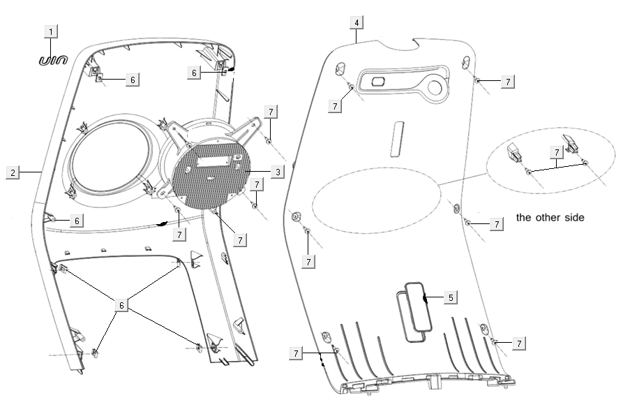 Voorkap - Beenschild  Niu M+ Sport zilver