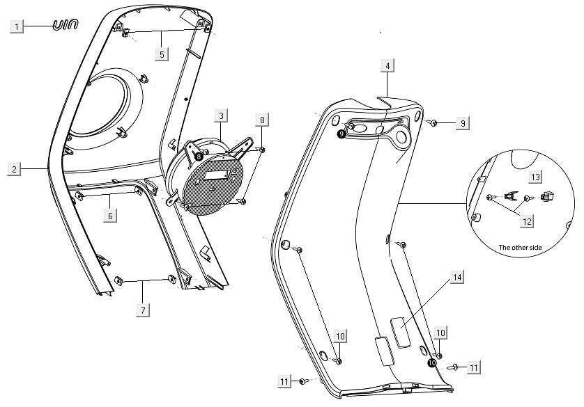 Voorkap - Beenschild Niu M1 blauw