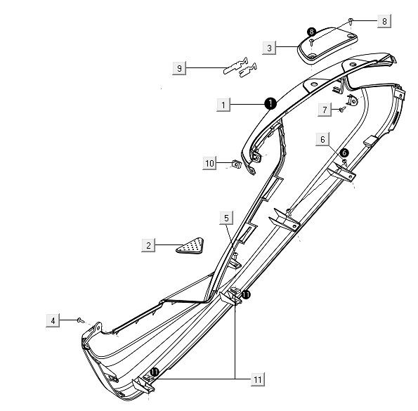 Motorscherm rechts Niu M1 wit