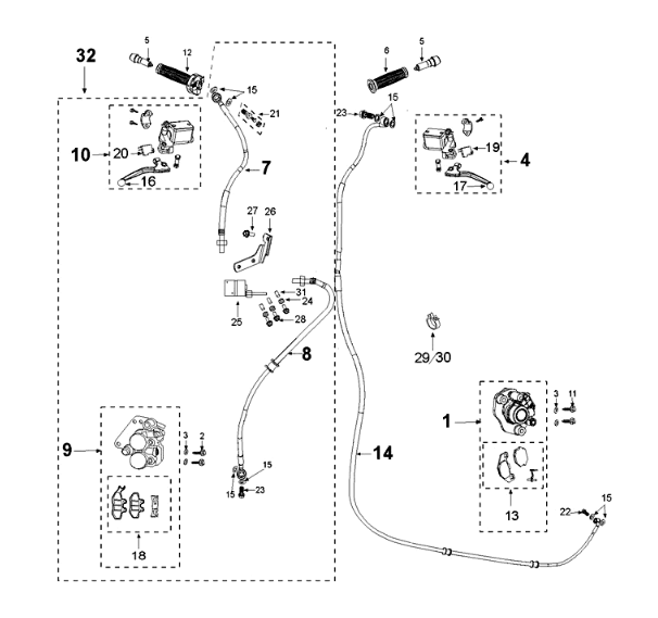 Braking system Peugeot Django 125 EFI E4 2018-2020