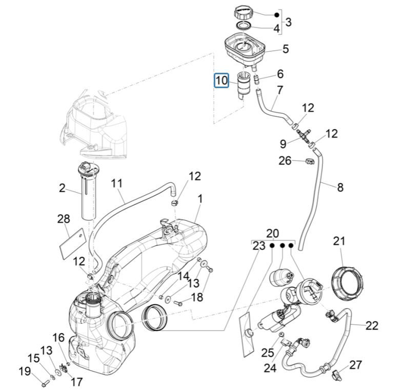 Benzinetank - Tankvlotter - Benzinepomp Piaggio Liberty 125 IGET 3V ABS Euro 5