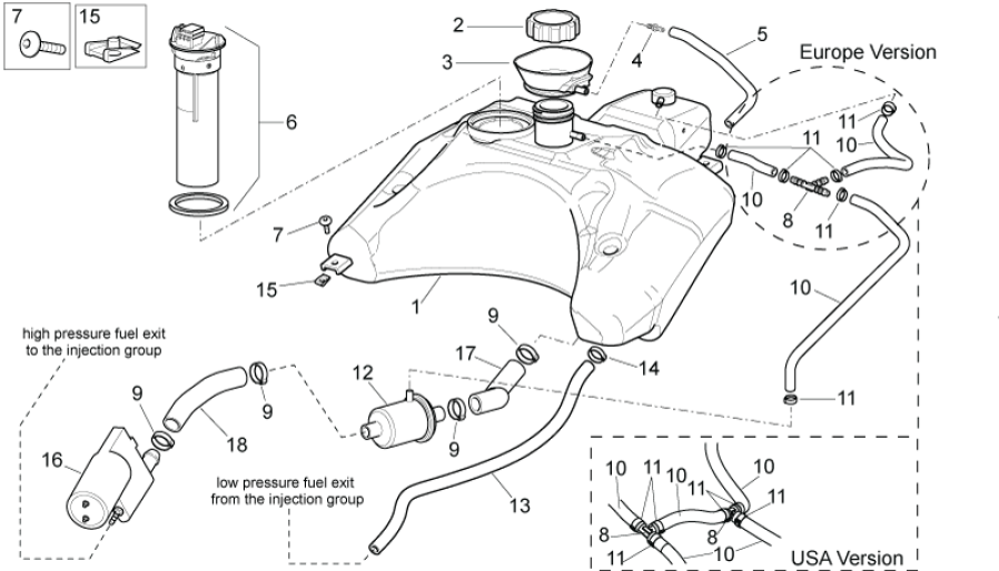 Brandstoftank Aprilia SR 50 H2O ie+carb 2004-2009