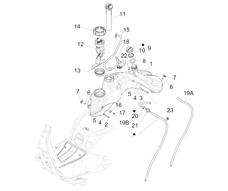 Brandstoftank GTS 125 IE