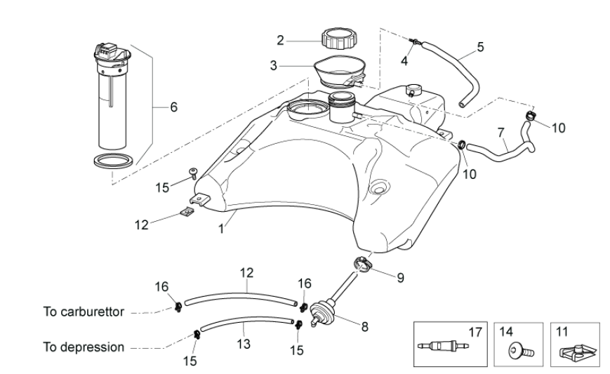 Brandstoftank II Aprilia SR 50 H2O ie+carb 2004-2009
