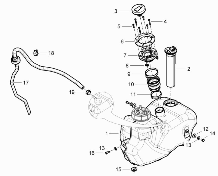 Benzinetank - Tankvlotter - Benzinepomp Piaggio Beverly 125 RST 4V Euro 3 2010-2015