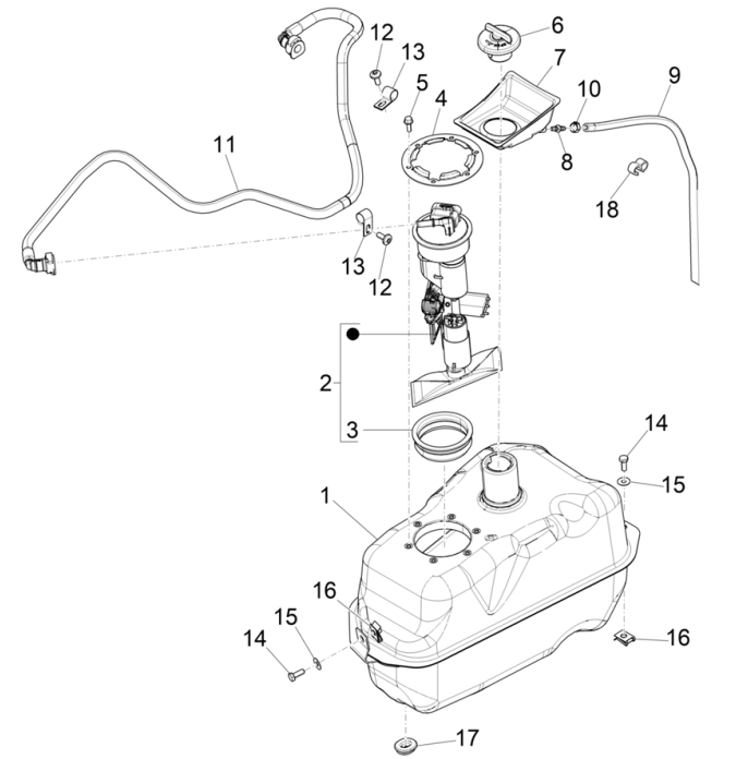 Benzinetank - Tankvlotter - Benzinepomp Piaggio Beverly 300 HPE 4V ABS Euro 5 2021-2022