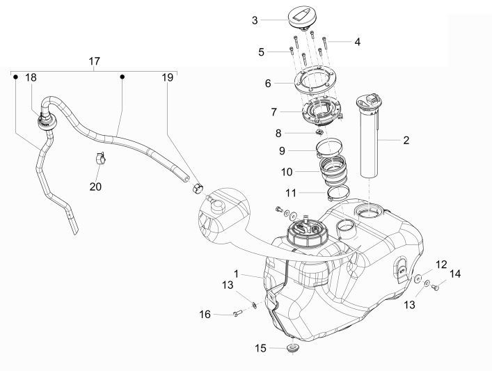 Brandstoftank Piaggio Beverly 350 E3 Sport Touring 2013-2014